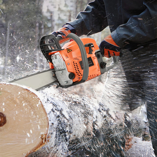 1 Set 58cc 20 Inch Gasoline Chainsaw Multifunctional High Power Gas-powered Fast Cutting Labor-saving Gas Sawing Handheld Cuttin